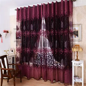 

Mordern Room Floral Tulle Window Curtain Fabric Screening Curtain Drape Scarfs Valances Curtains For Living Room