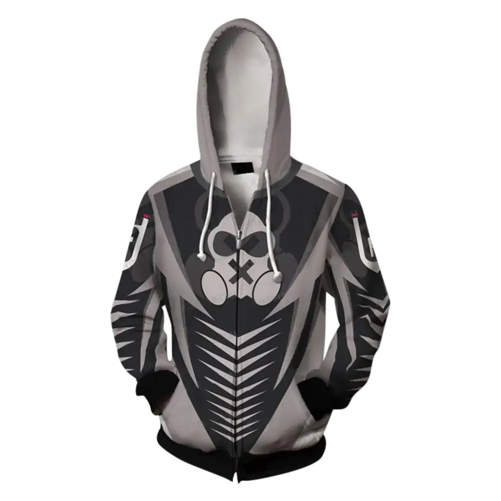 

Tom Clancy's Rainbow Six Siege Cosplay Hoodie Zip Up Men Women Sweatshirt 3D Print Cool Jacket Cardigan Adult Coat Autumn