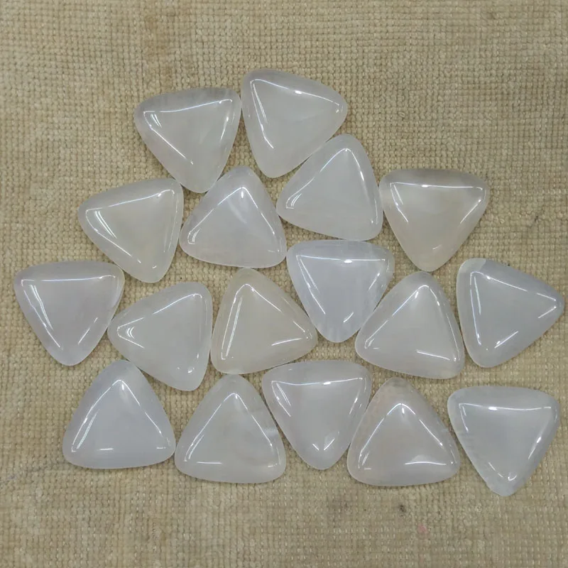 

Wholesale 20pcs/lot 2016 fashion Natural white onyx triangle shape cab cabochon beads 25mm for jewelry making free shipping