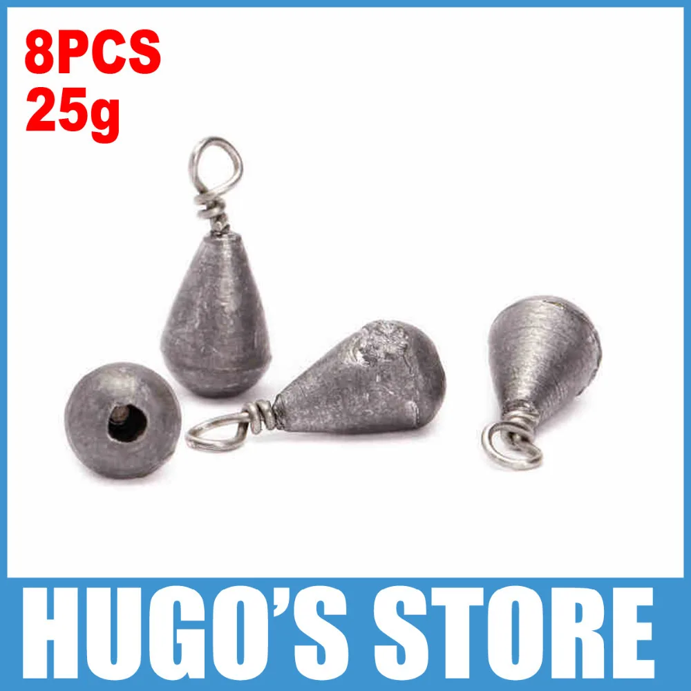 8pcs/lot 25g 9/10oz Heavy Lead Bass Casting Sinker Weights for Fresh