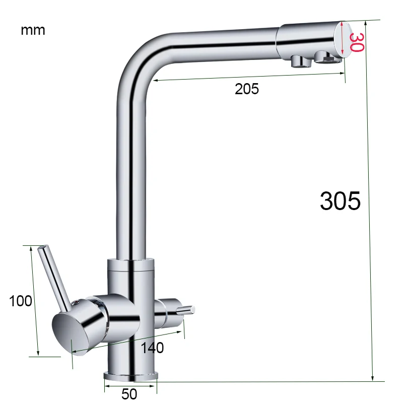 Kitchen Pure Water Straight Drink Faucet New Dual Holder Single Hole Sink Hot Cold Torneira Two Spouts5