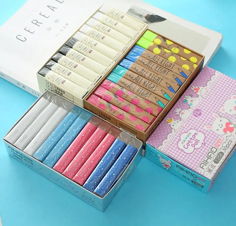Sale 500pcs/lot Creative Stationery Supplies Kawaii Cartoon Pencil Erasers for Office School Kids Prize Writing Drawing Student Gift 7