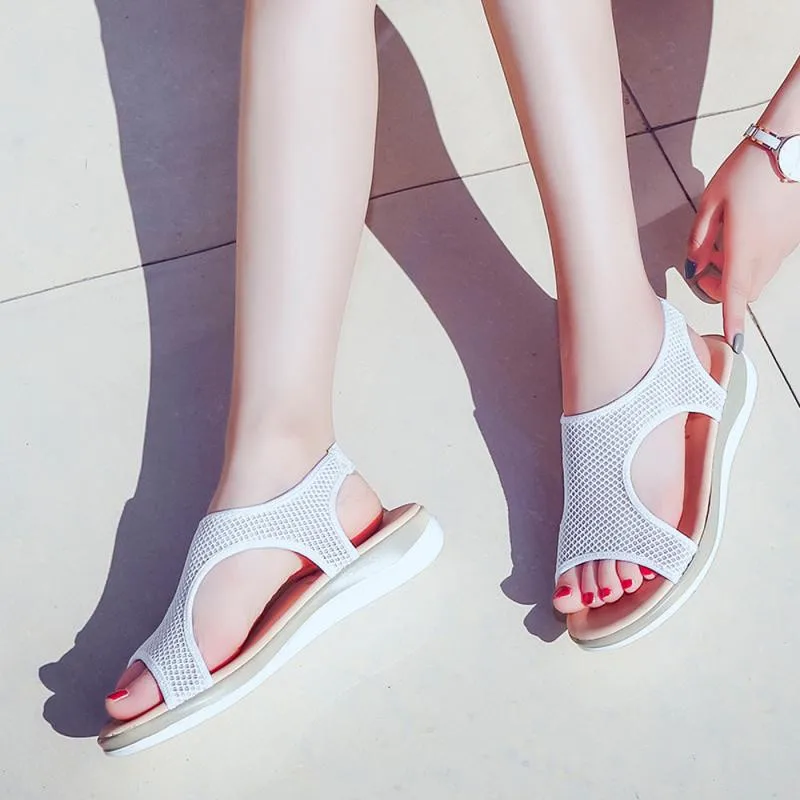 Las Tamaño rojo Deslizamiento Mujer Plano Más 42 rosado ~ Talón Anti Zapatos Roma Azul blanco Verano Sandalias 36 Mujeres Transpirable Playa De xw0vIqR5