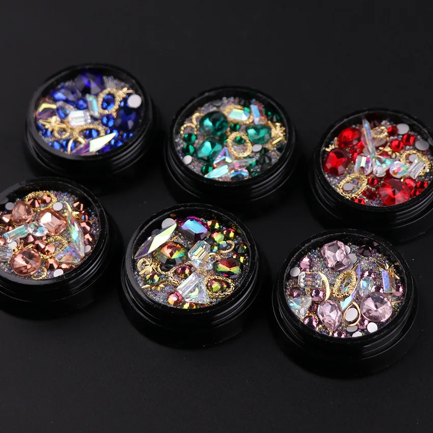 

Steel Beads Pearl Multi-size Sharp Bottom Nail Rhinestone AB Color 3D Nail Art Decoration Colorful 3D Manicure Nail Art Jewelry