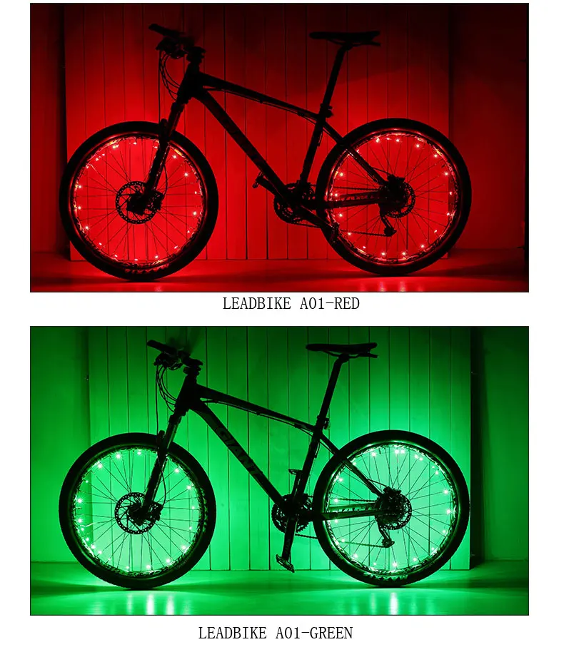 Leadbike, Аксессуары для велосипеда, 20LED, супер яркий светильник для горной дороги, колеса велосипеда, водонепроницаемый, USB, перезаряжаемый, велосипедный спиц, лампа