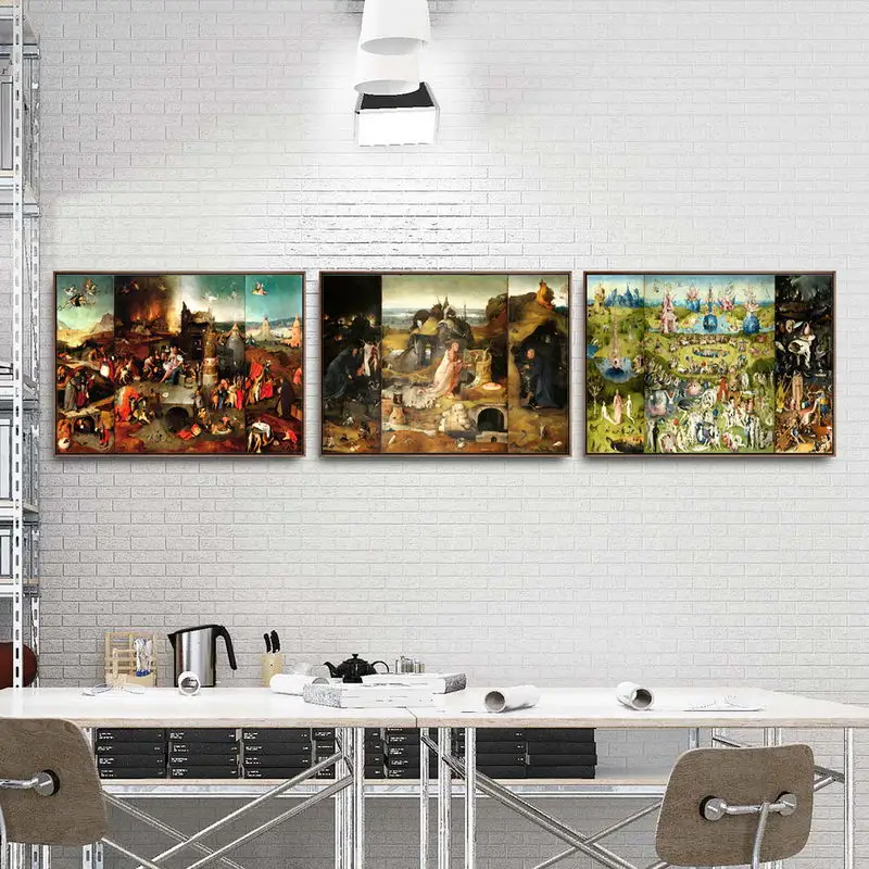 Украшение дома книги по искусству настенные панно сюда гостиная холст с печатью постера картины Нидерланды Иеронима Bosch