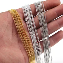 10 шт. ожерелье из нержавеющей стали 1 мм золото/серебро подвеска цепь с застежкой омар для изготовления ювелирных изделий