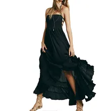 Beach dress sexy dresses boho bohemian people dress summer long blackless cotton women party hippie chic vestidos mujer 2017