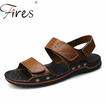 Срабатывает Для мужчин сандалии искусственный Кожаные туфли на плоской подошве мягкие легкий открытый Обувь для отдыха Большие размеры 38-46 мужские Повседневное сандалии