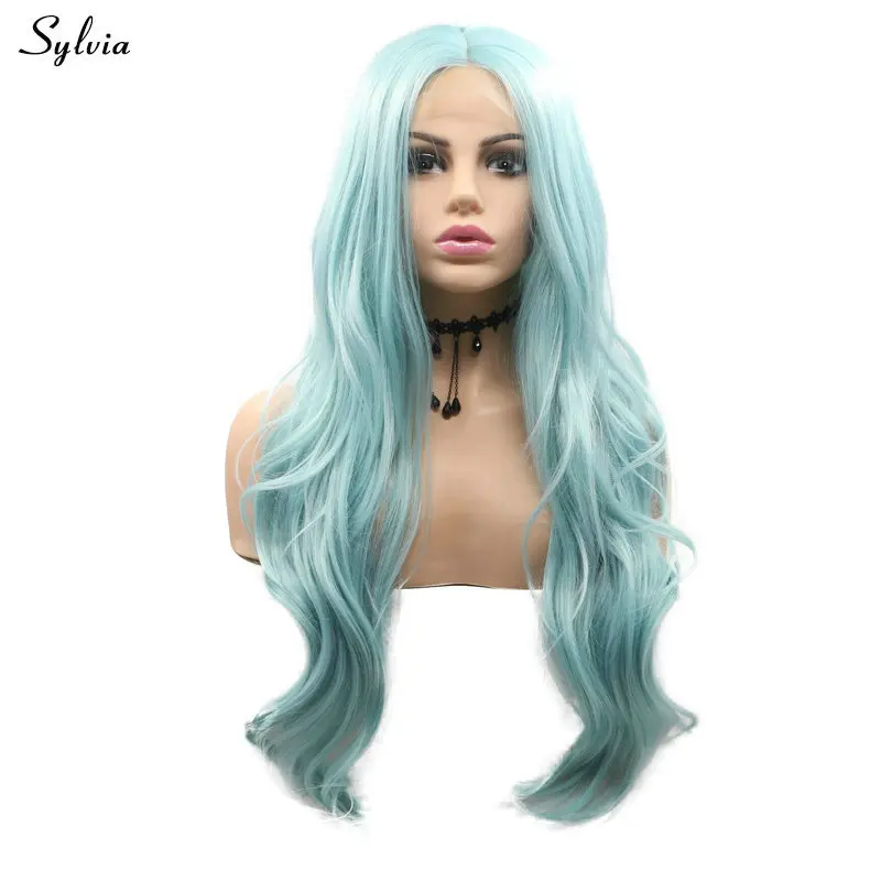 Sylvia U-part Длинные Синтетические волосы синий зеленый/белый блонд/медный красный/Блонд Омбре 5 цветов Короткий кружевной передний парик женские парики