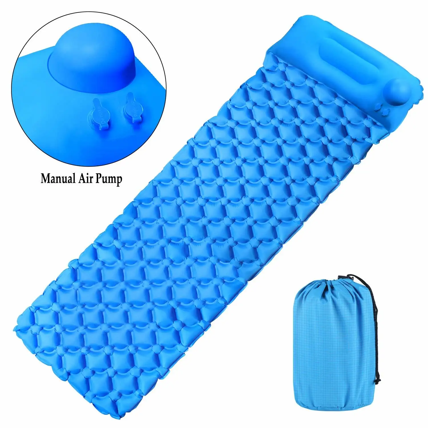 

Hand Press Air Mattress Outdoor Inflatable Cushion Beach Sleeping Bag Mat Fast Filling Air Moistureproof Camping Mat