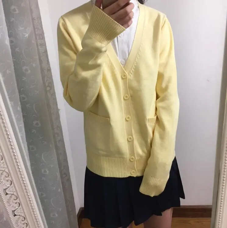 LIGHT YELLOW Японские JK средней школы девушки женские костюмы моряка униформа косплей свитер любовь живой свитер Himiko Toga SWEATERSHIRT JKA3 - Цвет: LIGHT YELLOW