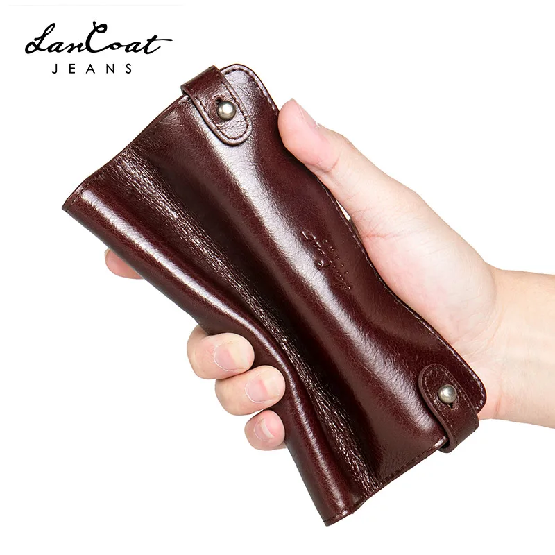 

Genuine Leather Men Wallet Leather Long Zipper Mobile Wallet Men's Multi-card Large Capacity Ladies Wallet Coin Purse