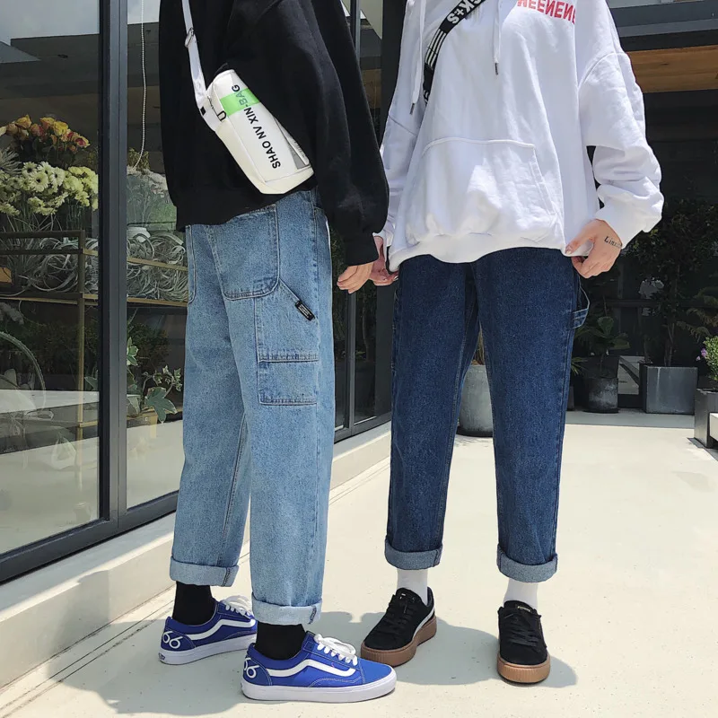 DEKUSI Original The Wind Autumn And Winter New Pattern Jeans men Male Trousers Lovers Straight pants Casual Fashion | Мужская одежда