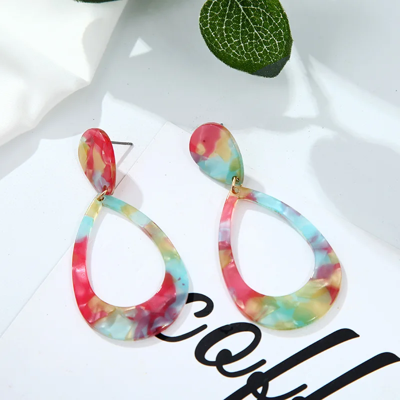Корейские модные серьги уникальные геометрические акриловые полые серьги-капли