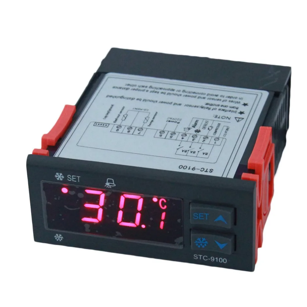 STC-9100 iIntelligent температура контроллер охлаждения размораживания сигнализации выход двойной сенсор терморегулятор термометр