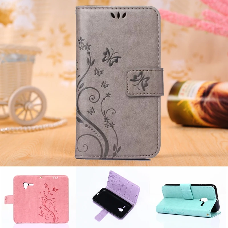  Flower Wallet Leather Case For Alcatel One Touch Pixi 3 4.5 in OT 4027D 4027X 4028A 4028E Pixi3 5017D Back Cover Capa Phone Bag 