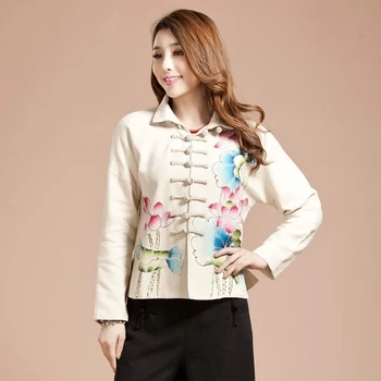 

Fashion New Arrival Nationality Style Festival Chinese Traditional Women's Cotton Linen Jacket Coat L XL 081001