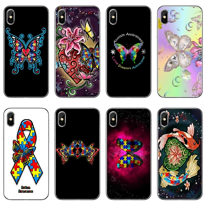

Love Autism Awareness butterfly phone case For Huawei Mate 20 10 lite pro 9 8 Y9 Y7 Y6 prime 2018 2019 nova 3i soft cover
