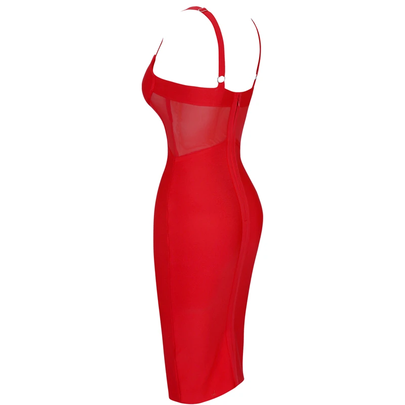 Women's Sexy Rayon Mesh Bandage Dress Display Red