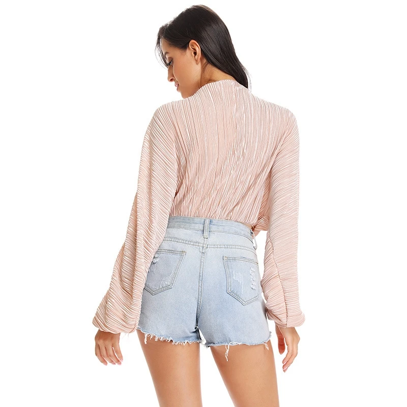Long Lantern Sleeve Solid Bodysuit Women 2019 Deep V Neck Beige Wine Red Chiffon Bodysuits Party Highstreet Short Jumpsuit New Long Lantern Sleeve Solid Bodysuit Women 2019 Deep V Neck Beige Wine Red Chiffon Bodysuits Party Highstreet Short Jumpsuit New