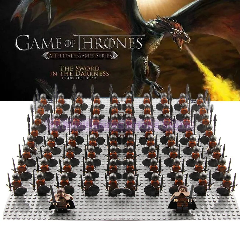 

21Pcs/Lot Game of Thrones Kingsguard Legoed Army Minifigured Playmobil Medieval Knight Soldiers Military Building Blocks Toys