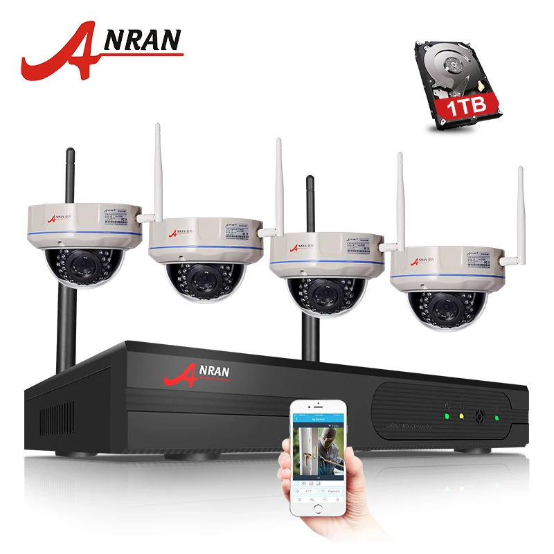 

ANRAN 4CH 1.3MP NVR Wireless CCTV Camera System 960P HD WIFI Outdoor Weatherproof CCTV Security Video Surveillance Camera Set