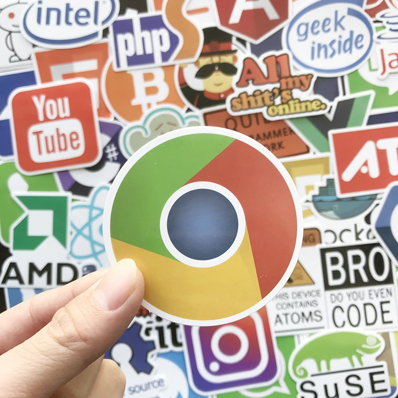 AQK 50Pcs/Lot Internet Docker JS Java Php Html Cloud Programming Stickers APP Logo Programmer Language DIY Laptop Phone Decals