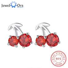 Модные серьги из серебра 925 красные серьги-Вишенки для женщин романтическая Девушка Ювелирный Подарок на юбилей(Jewelora EA103021