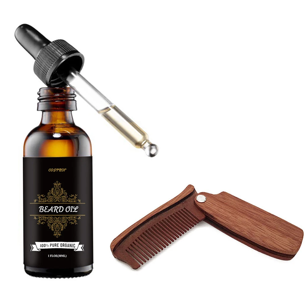 Cospof Beard Oil Conditioner Beard Healthy Natural & Beard Comb Tools