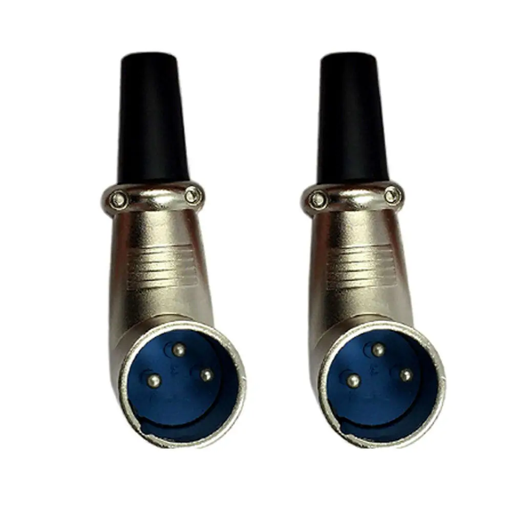 

Right Angle 3 Pin XLR Solder Type Microphone Line Male Connector(2 Pack)
