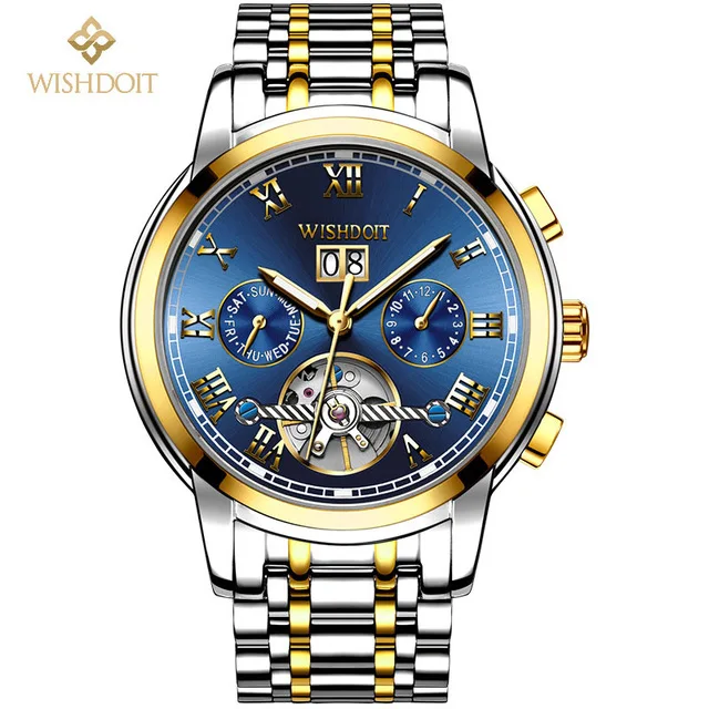 WISHDOIT Топ бренд новые мужские Роскошные автоматические механические часы модные водонепроницаемые спортивные мужские часы для отдыха Relogio Masculino