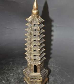 

WBY 10"china tibet buddhism temple bronze 9 Floor wenchang Stupa Tower Pagoda statue