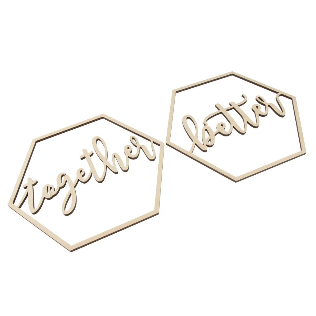 2pcs Hexagon Bride Groom Chair Signs Wooden Wedding Hanging Signs for Wedding Chairs Decor