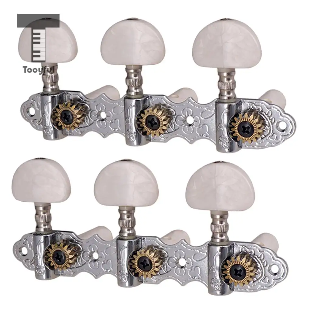 Tooyful White Pearl Button Left Right Classical Guitar String Tuners Tuning Peg Machine Heads 