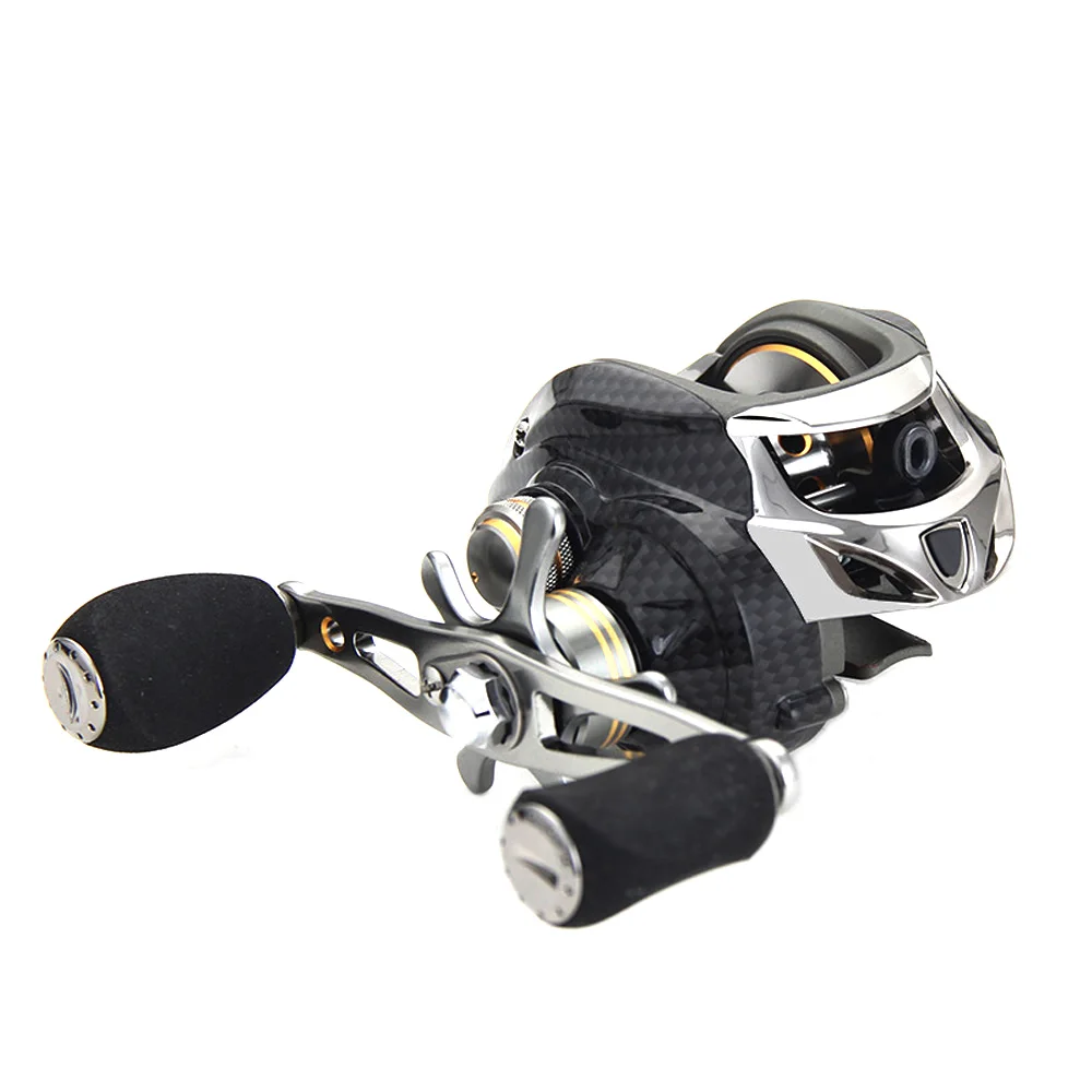 

Right-Hand Metal Carbon Fiber 18+1 Axis Double Brake Lure Fishing Low-Profile Reel Fishing Reel Strong Tension