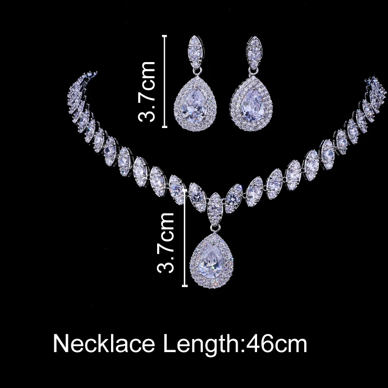 Emmaya Simulated Bridal Silver Necklace Sets 5 Colors Wedding Jewelry Parure Bijoux Femme Party Gift bridal jewelry sets