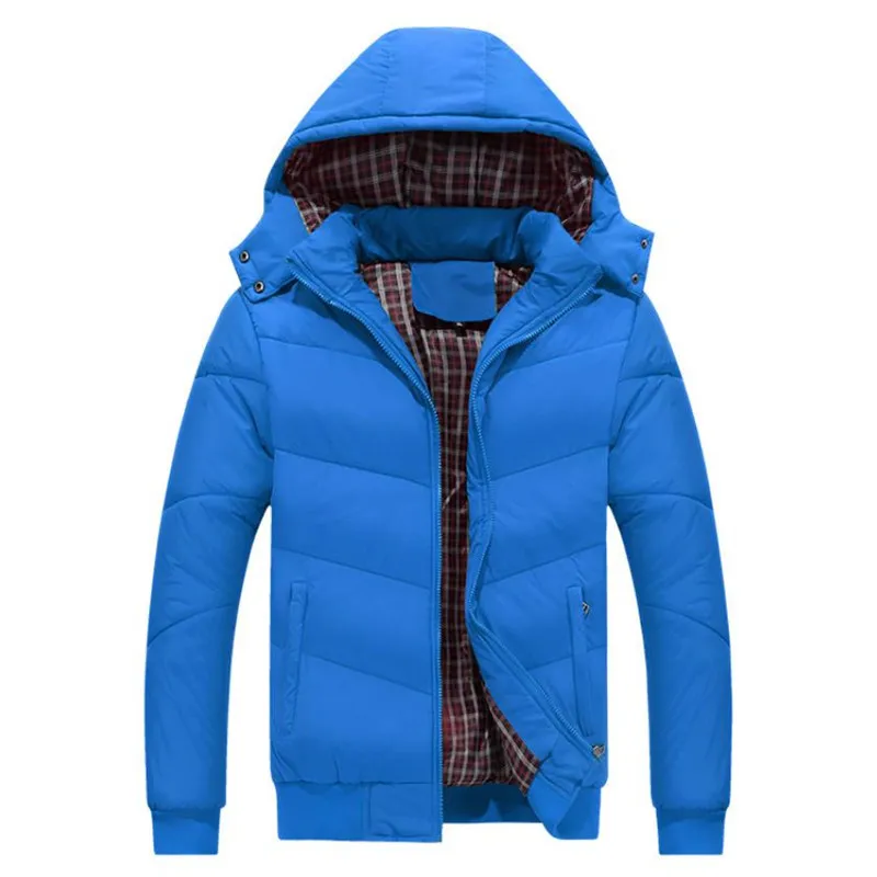 Мужской осенний и зимний пуховик со съемным капюшоном, модная однотонная теплая хлопковая куртка, пальто большого размера