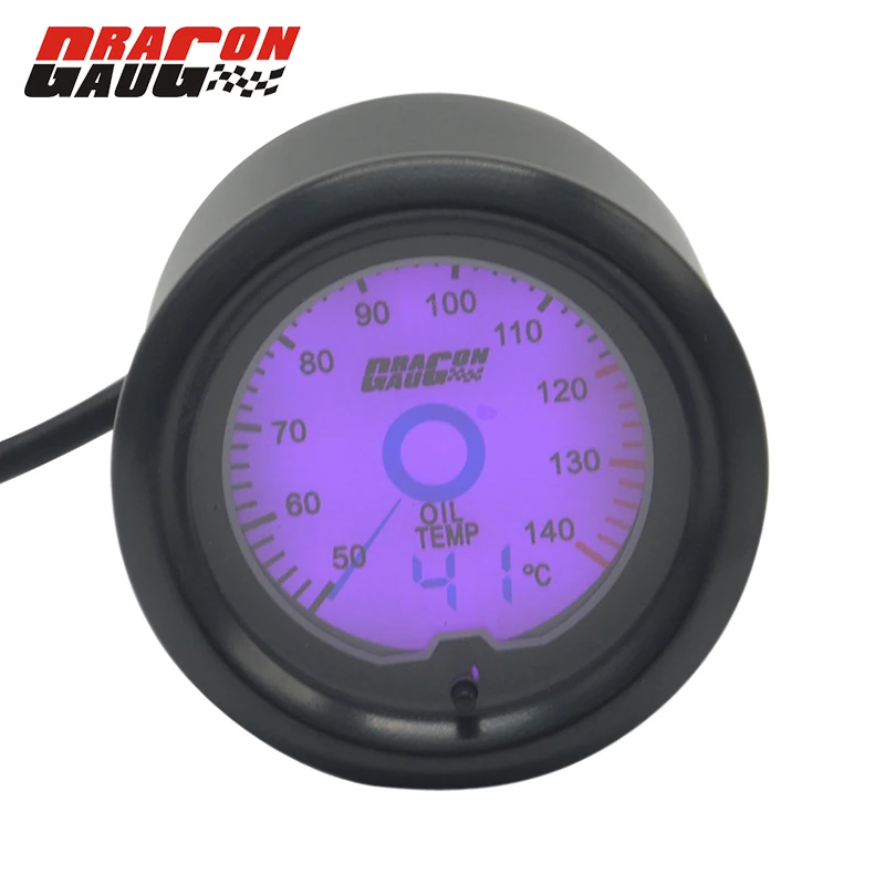 Dragon gauge 2" 52mm Car Oil temp gauge 7 Colors Backlight LCD Digital