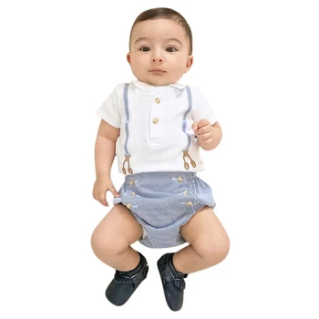 

Newborn Spring Baby Boys Overall for Boys Toddler Gentlemen Clothes Set Bow-knot Short Sleeve Cotton Clothing Jumpsuit