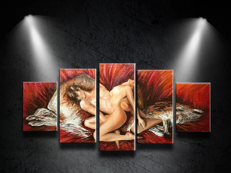 100%Hand-painted Texture Human Art Oil Painting 5pcs/set Abstract on Canvas For Living Room office Decoration(Free shipping) | Дом и сад