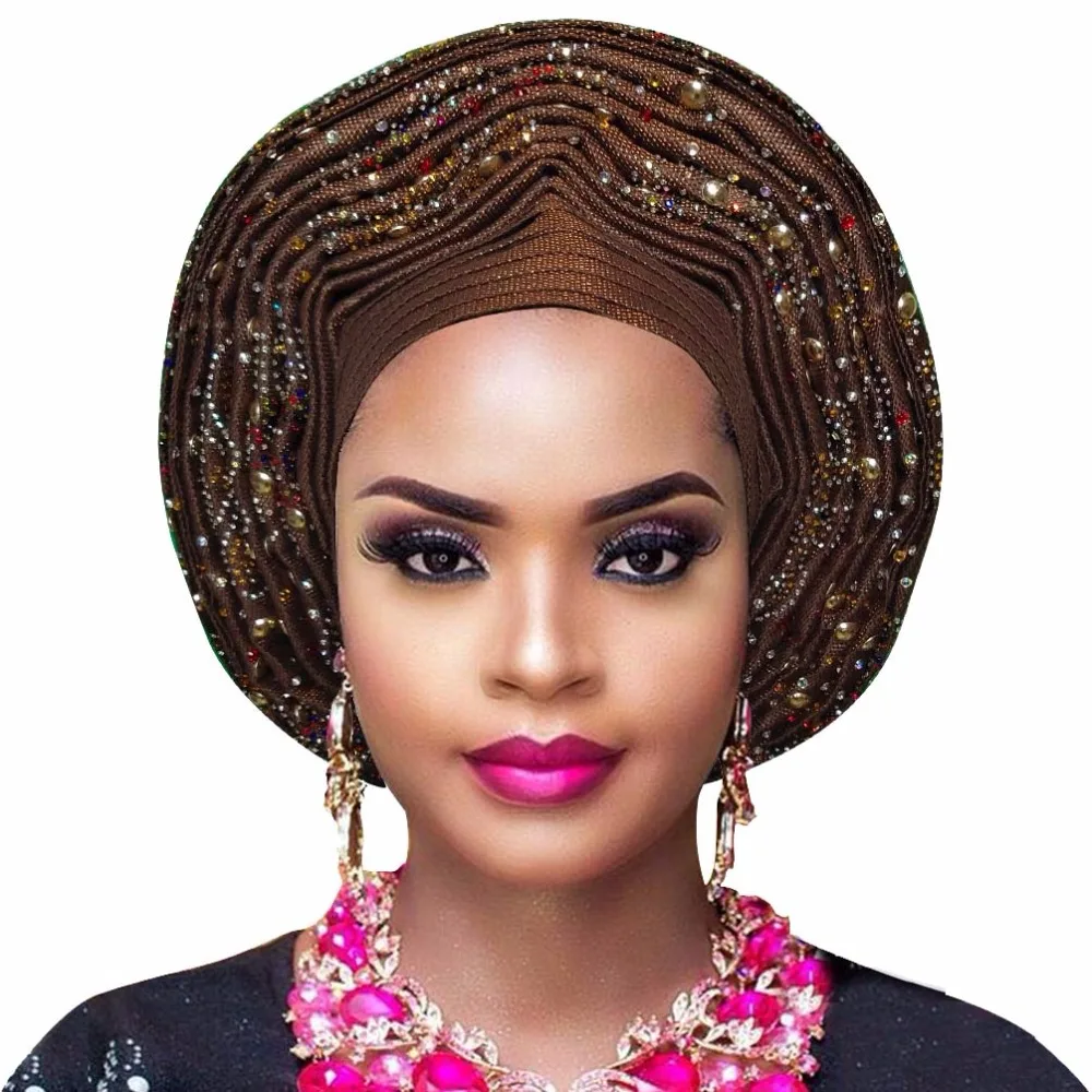 Aso oke gele headtie african wedding fashion headtie women headwrap new style aso oke nigerian turban (2)