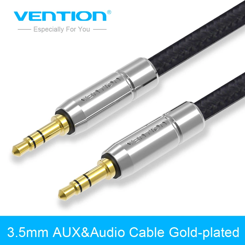 Beste Vention jack 3.5 aux kabel vergulde 3.5mm mannelijk naar metalen nylon vlecht stereo audio kabel voor auto iphone mp3 mp4 hoofdtelefoon