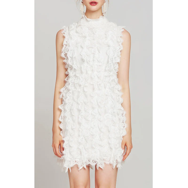 Summer Dress 2018 Women Casual Beach Short Dress Ruched Solid White