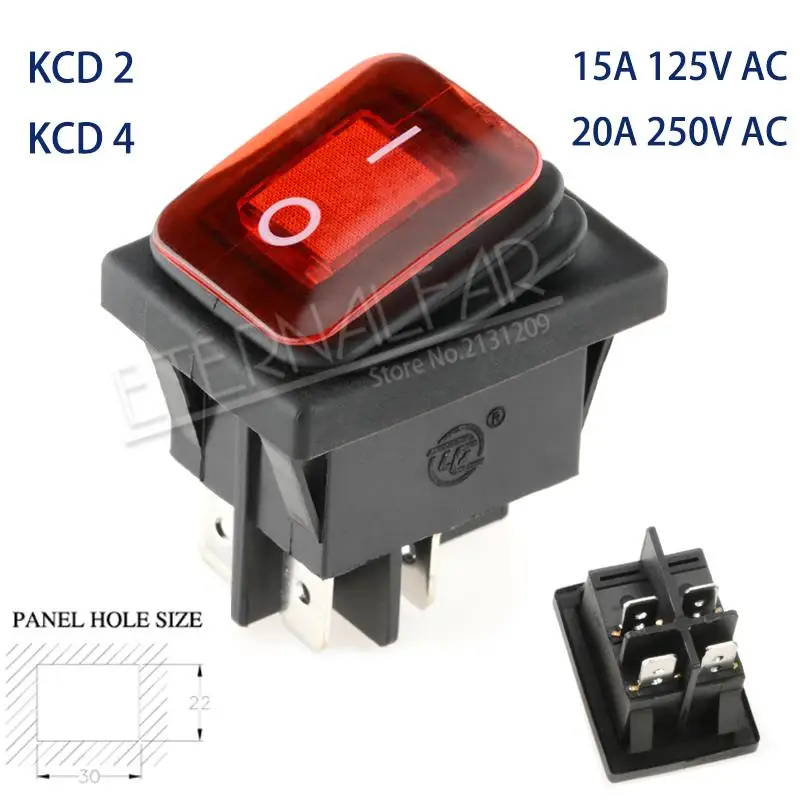 KCD1 KCD2 KCD4 KCD6 On Off 10A 16A 20A 125V 250V AC сверхмощный DPST герметичный водонепроницаемый авто лодка морской тумблер кулисный переключатель с