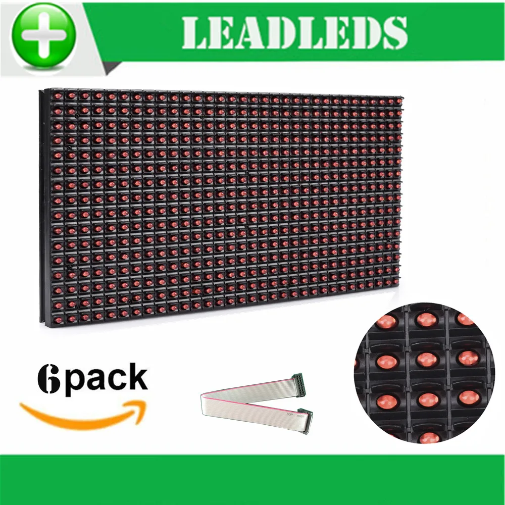 

6PCS 320*160mm 32*16pixels P10 Outdoor waterproof Red led module for single red color P10 led message display module