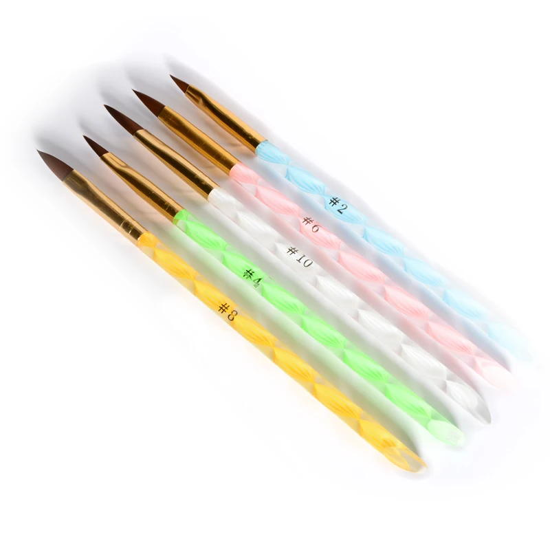 

5 pcs 2-Ways Set Acrylic Nail Brushes Pen Design Carving Drawing Tools Cuticle Pusher Tips Nail Art Brush Manicure Tool Set Kit