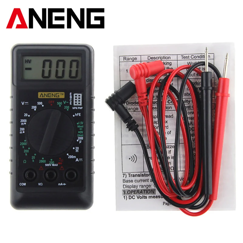 

ANENG Extra Mini LCD Digital Multimeter Overload Protect DC AC Voltage Ampere Ohm Meter Electronic Battery Capacity Tester
