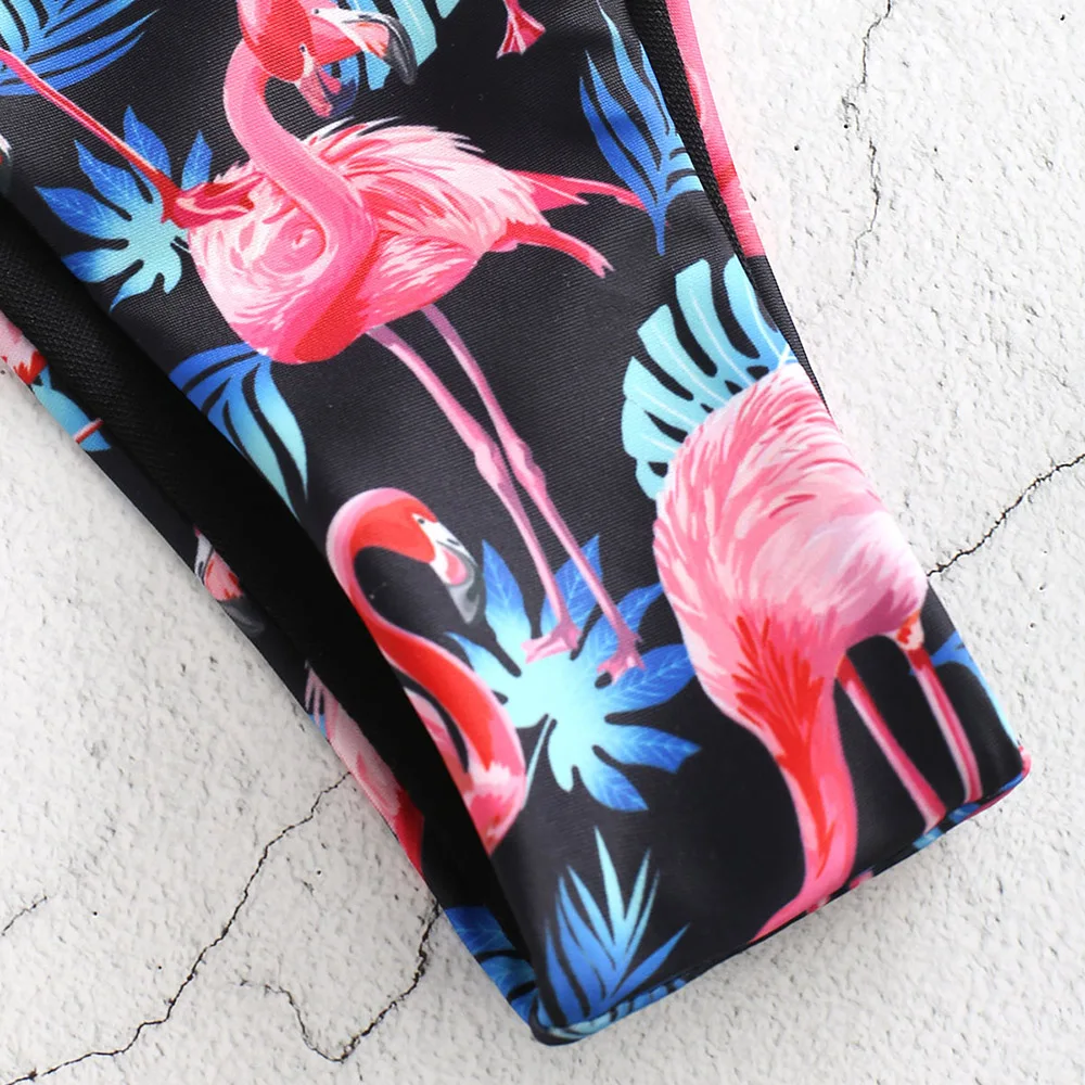 Женский купальник бикини ZAFUL Flamingo с высоким вырезом и глубоким купальный костюм
