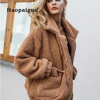 

Elegant Faux Fur Coat Winter Women 2018 Autumn Warm Soft Pockets Fur Jacket Female Plush Overcoat Casual Outerwear 4XL Plus Size